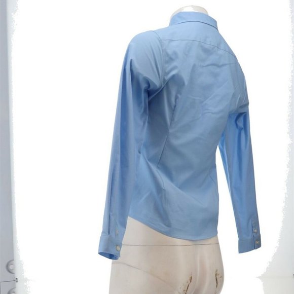 NWT LANDS' END UNIFORM BIG GIRL'S WOVEN BROADCLOTH TOP LIGHT SEA‎ BLUE 16 - Picture 4 of 10